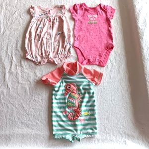 Wetsuit Club Swimsuit Bathing Suit Onesies Set Baby Girl Bundle Size 3 Months